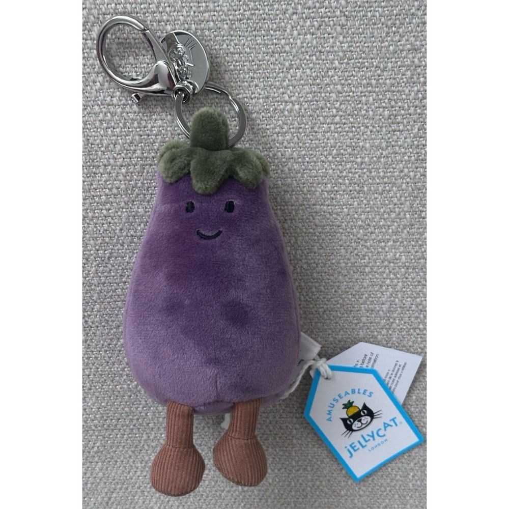 Jellycat Amuseables Vivacious EGGPLANT Bag Charm Keychain-Brand New & Authentic!